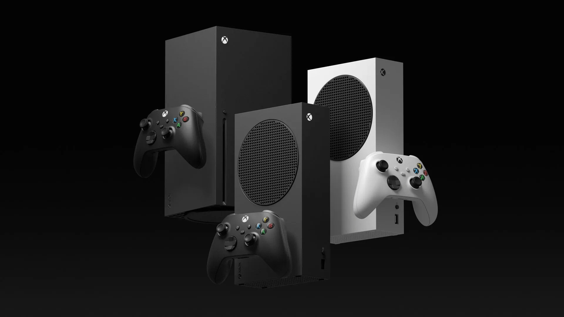 alt text: Hình ảnh so sánh kích thước Xbox Series X và Xbox Series S đặt cạnh nhau. Series X có dạng hộp đứng màu đen, trong khi Series S nhỏ gọn hơn, màu trắng và nằm ngang.