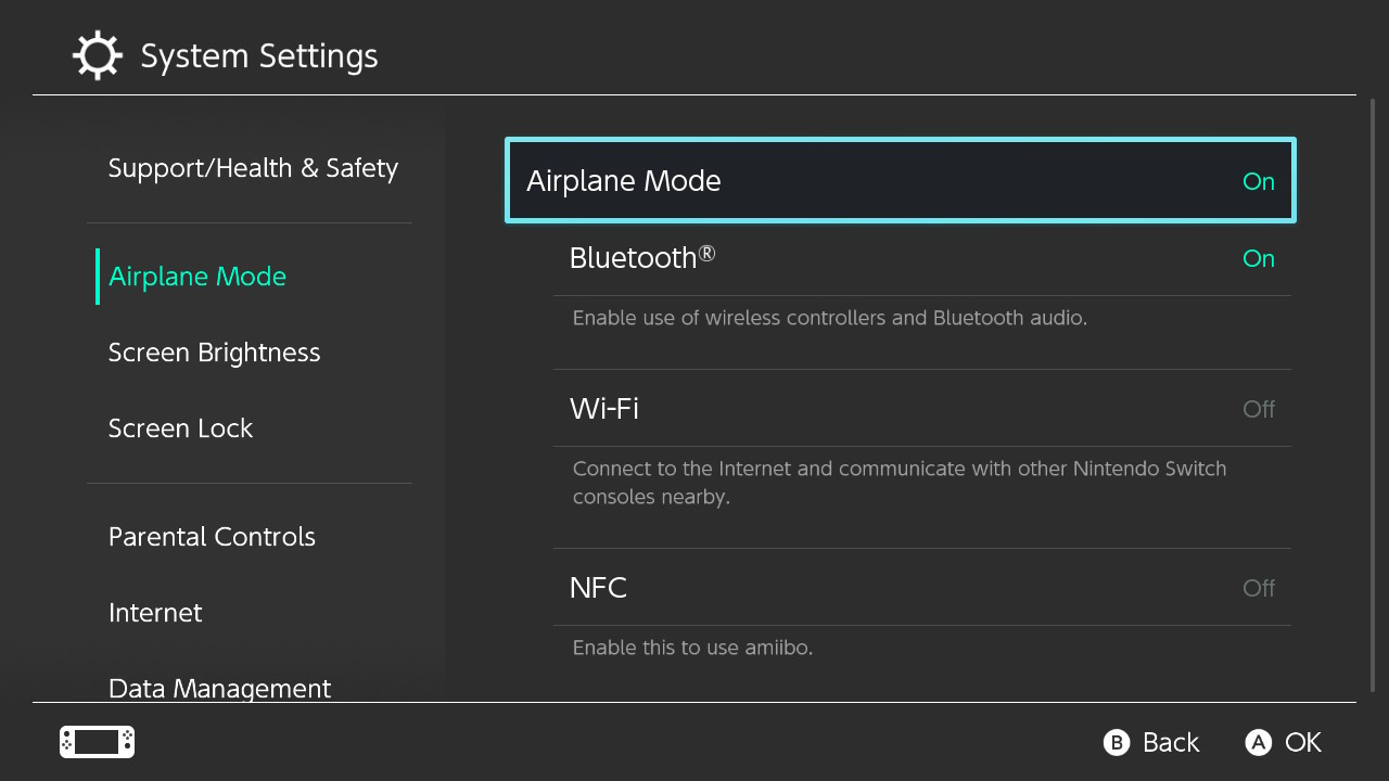 Hình ảnh minh họa cách bật chế độ máy bay trên Nintendo Switch