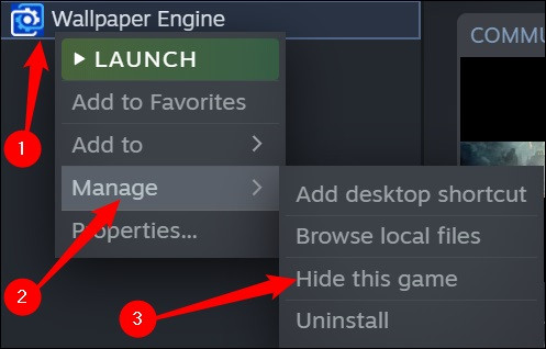 Cách ẩn game trên Steam