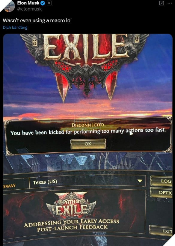 Elon Musk Gặp Sự Cố Với Game Path of Exile 2 vì Nghi Ngờ Gian Lận