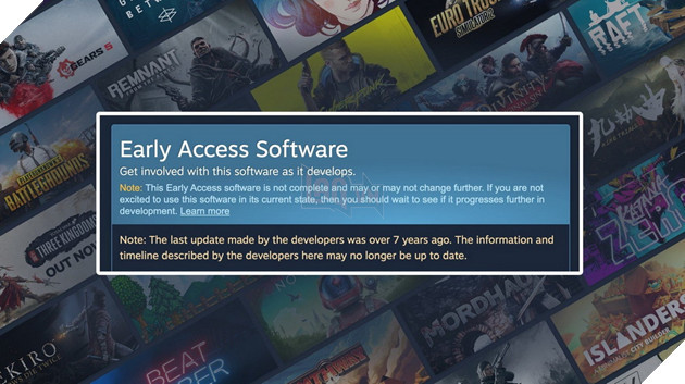 Valve Thêm Tính Năng Cảnh Báo Mới Trên Steam Cho Game Early Access Chưa Hoàn Thành